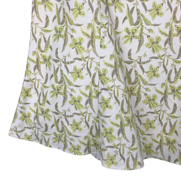 Gap Skirt Stretch A-line Flared Cream Green Floral Midi Women's 8 Modest Spring - Picture 4 of 5